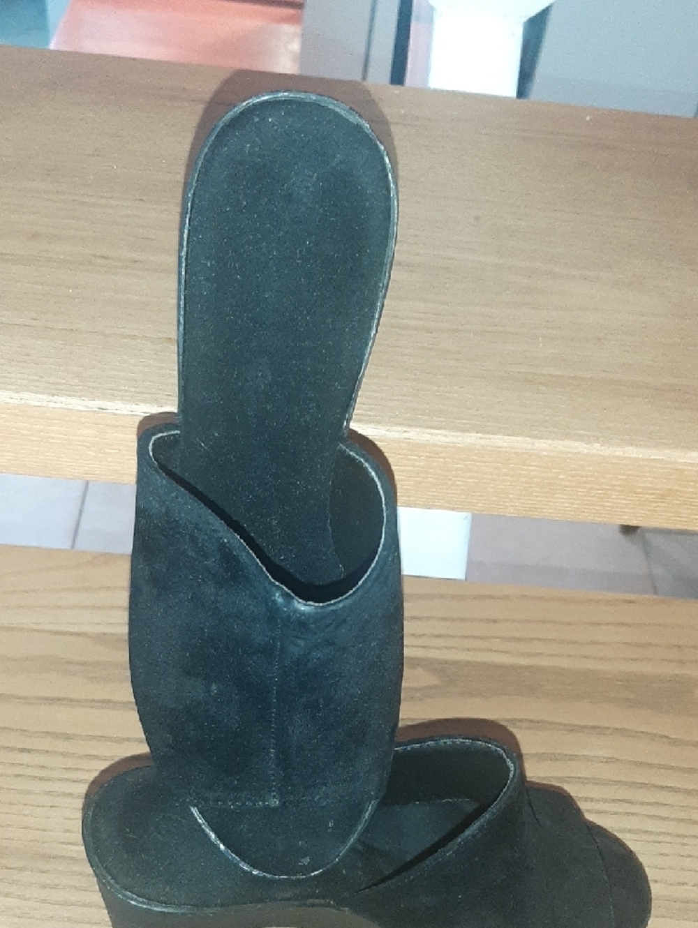 Made in Italy🇮🇹Black Suede like Platform Mule - High Block Heel Sz 38 - Picture 3 of 10